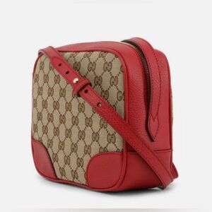 Gucci Red and Beige GG Canvas Crossbody Bag